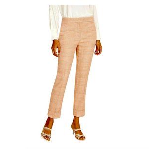 Ann Taylor Tropical Flamingo High Waist Plaid Ankle Pants, Petite, Size 00